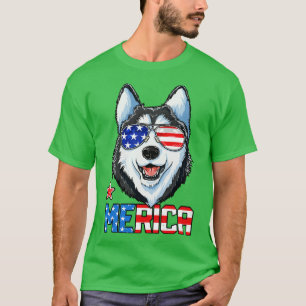 Camiseta Siberian Husky Merica 4 de julho para Men Women Bo