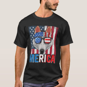 Camiseta Siberian Husky Merica 4 De Julho Pup Americano De
