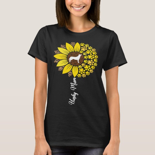 Camiseta Siberian Husky Mum For Women Sunflower Husky Mum D (Frente)