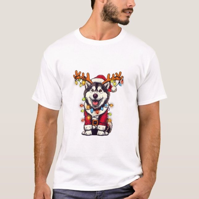 Camiseta Siberian Husky Natal (Frente)