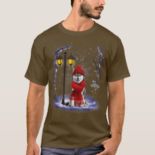 Camiseta Siberian Husky Papais noeis Neve Natal Luz inverno