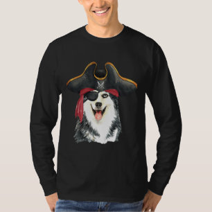 Camiseta Siberian Husky Pirate Mão Desenhada