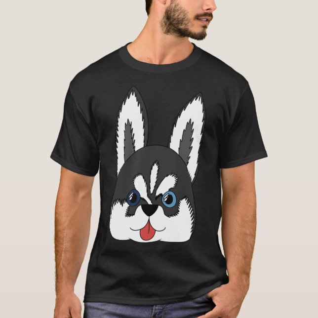 Camiseta Siberian Husky Puppy Patterno Sticker (Frente)