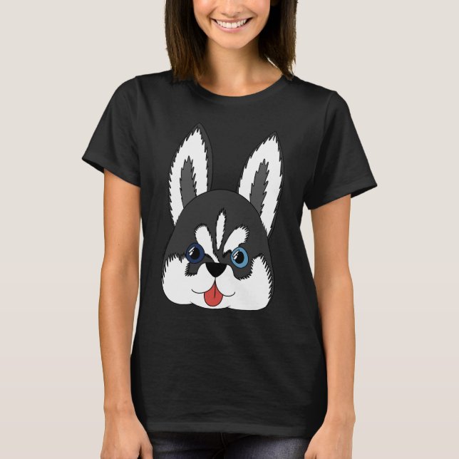 Camiseta Siberian Husky Puppy Patterno Sticker (Frente)