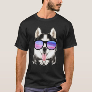Camiseta Siberian Husky Sunglass Engraçado Rouco Mãe Rouco