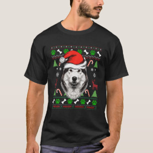 Camiseta Siberian Husky Ugly Christmas Sweater Santa Hate M