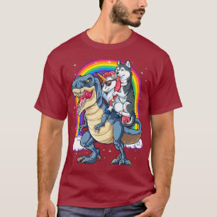 Camiseta Siberian Husky Unicorn Dinossaur T rex Engraçado