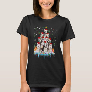 Camiseta Siberian Hussein Christmas Dog Tree Lights Pajamas