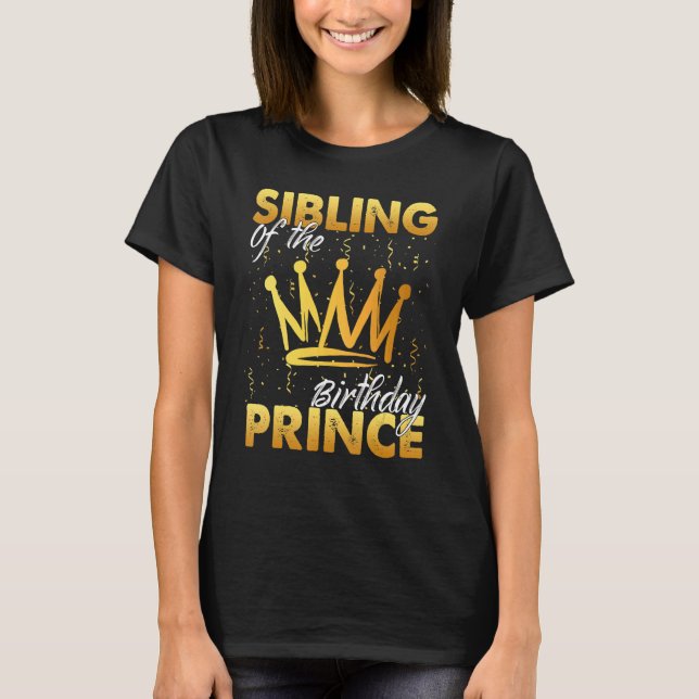 Camiseta Sibling of the Birthday Prince Boys Son Aniversári (Frente)