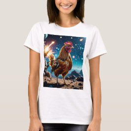 Camiseta Sic-Fi Adventure Engraçado Galinha no Esp