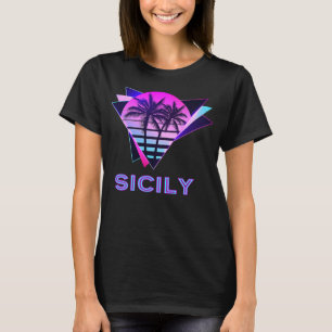 Camiseta Sicília, 80s Vaporware Palm Tree Retro Vintage Itá