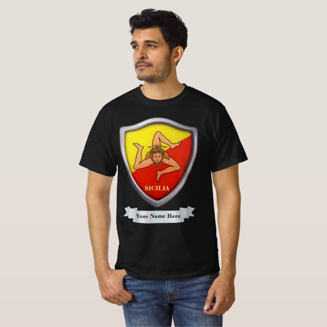 Camiseta Sicília/Emblema Sicília - T-Shirt Personalizável (Frente Completa)