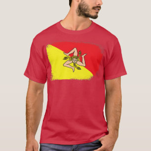 Camiseta Sicília Flag Map Itália Reino da Sicília Piz Itali