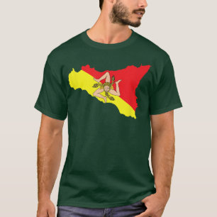 Camiseta Sicília Flag Map Itália Reino da Sicília Piz Itali