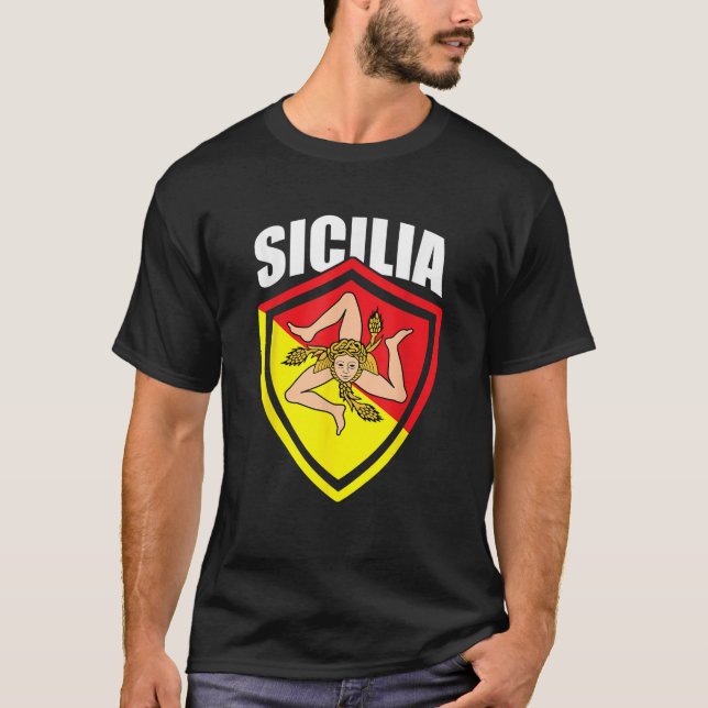 Camiseta Sicilia Flag Sicilia Palermo Itália T Shirt (Frente)
