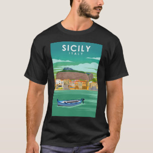 Camiseta Sicília Itália Palermo Vintage Poster de viagens m