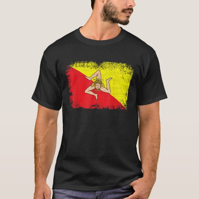 Camiseta Sicília Sicília Sicília Bandeira T Shirt (Frente)