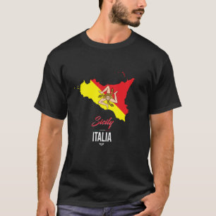 Camiseta Sicília Sinal Eu Amo Sicília, Sicília Itália Ilust