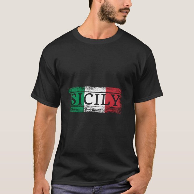 Camiseta Sicilian Italian Italy Flag I Sicily Vacation Trav (Frente)