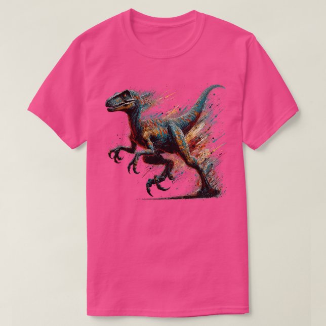 Camiseta Sicterro do Velociraptor de Arte de Ação (Frente do Design)