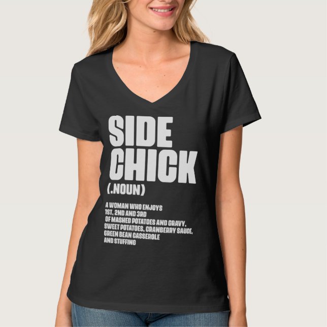 Camiseta Side Chick Definition For Food Wife Girlfriend (Frente)