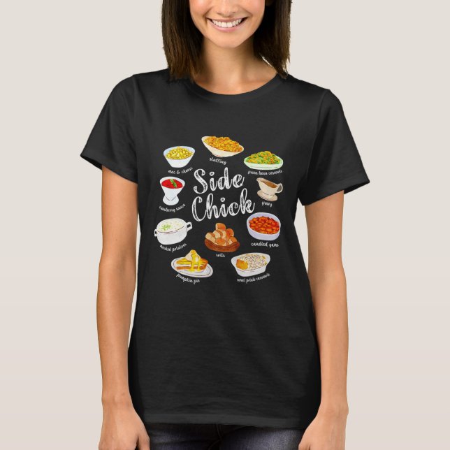 Camiseta Side Chick,funny Thanksgiving Dishes Gift Tee Men  (Frente)