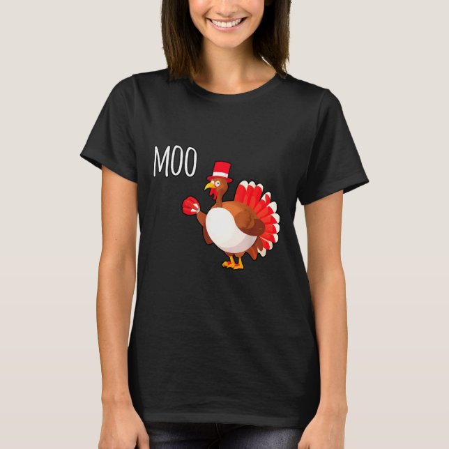 Camiseta Side Eye Moo Turkey Funny Thanksgiving Autumn Fall (Frente)