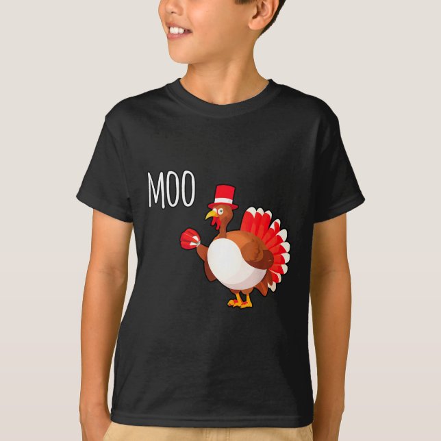 Camiseta Side Eye Moo Turkey Funny Thanksgiving Autumn Fall (Frente)