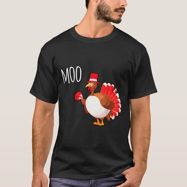 Camiseta Side Eye Moo Turkey Funny Thanksgiving Autumn Fall (Frente)