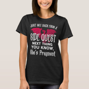 Camiseta Side Quest Pregancy Revelar Jogo De Vídeo Rpg Game