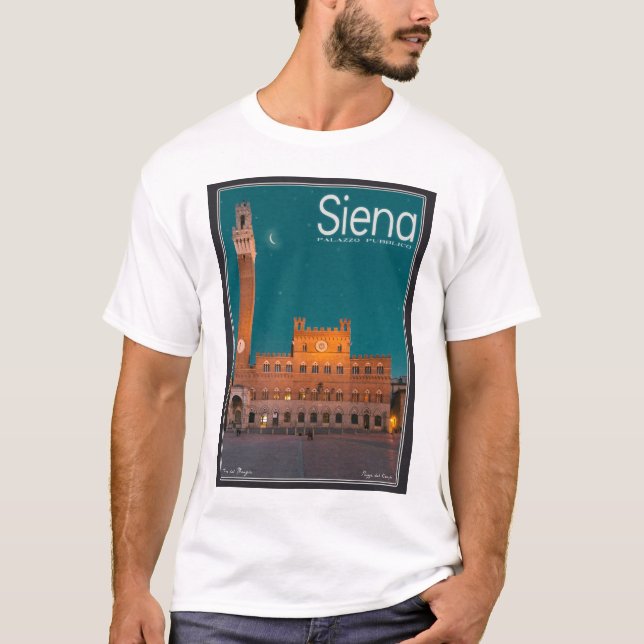Camiseta Siena - noite de Palazzo Pubblico (Frente)