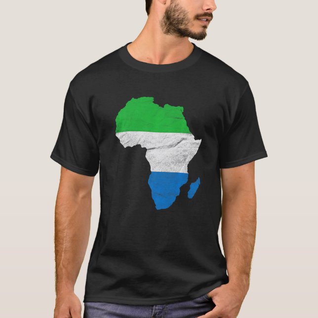 Camiseta Sierra Leone Flag Africa Continent Silhouette Sier (Frente)