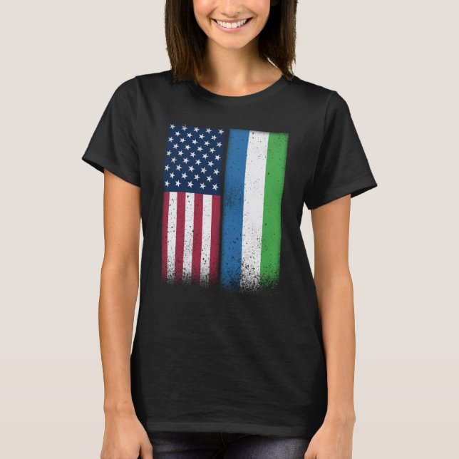 Camiseta Sierra Leone Sierra Leonean American Flags Proud U (Frente)