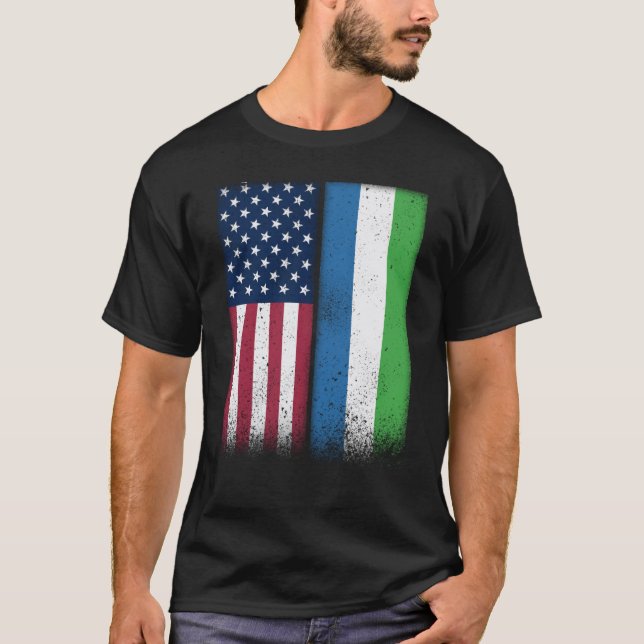 Camiseta Sierra Leone Sierra Leonean American Flags Proud U (Frente)