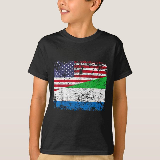 Camiseta SIERRA LEONEAN ROOTS Half American Flag SIERRA LEO (Frente)