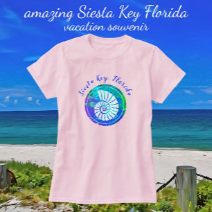 Camiseta Siesta Key Flórida Colorido Belo Marisco
