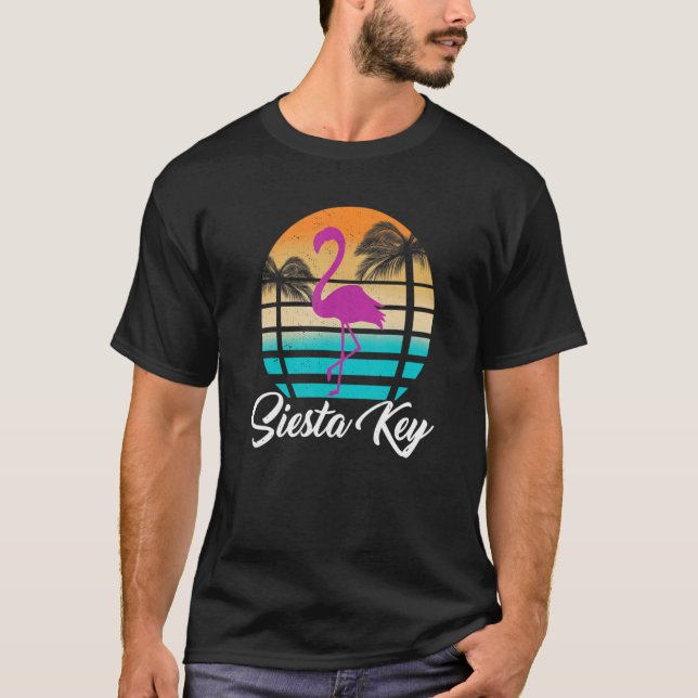 Camiseta Siesta Key Florida Flamingo Tropical Beach (Frente)