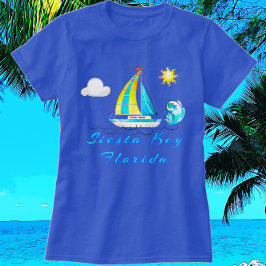 Camiseta Siesta Key Florida Ocean Waves e Sailboat