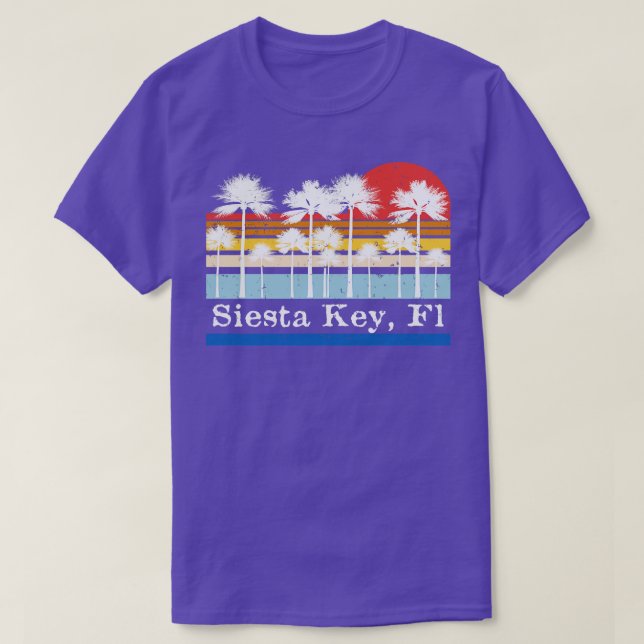 Camiseta Siesta Key Florida Palm Trees Coloblock Graphic Su (Frente do Design)