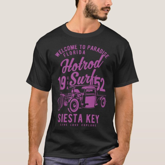 Camiseta Siesta Key Florida Retro Hotrod Surf 4 (Frente)