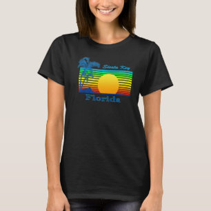 Camiseta Siesta Key Florida Retro Tropical Beach Sunset