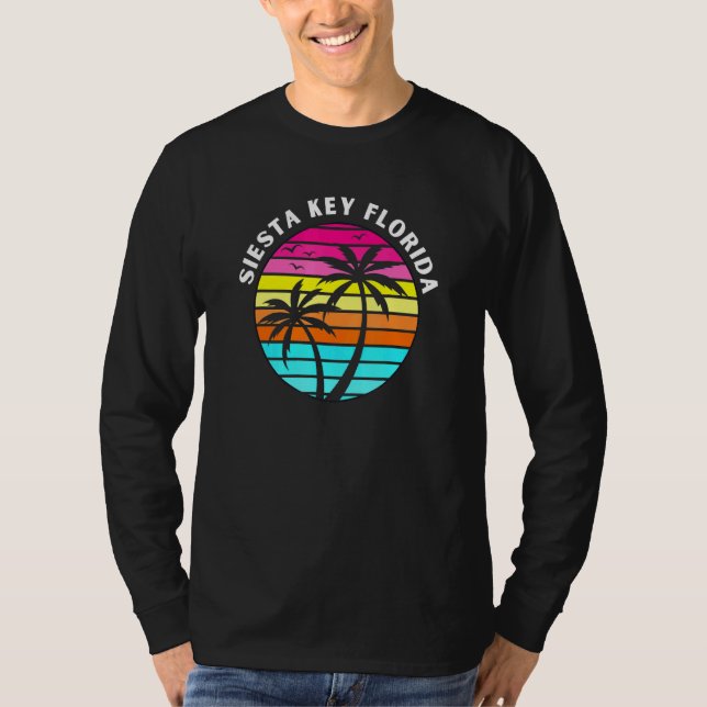 Camiseta Siesta Key Florida Sunset Palm Trees Family Vacati (Frente)