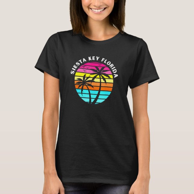 Camiseta Siesta Key Florida Sunset Palm Trees Family Vacati (Frente)