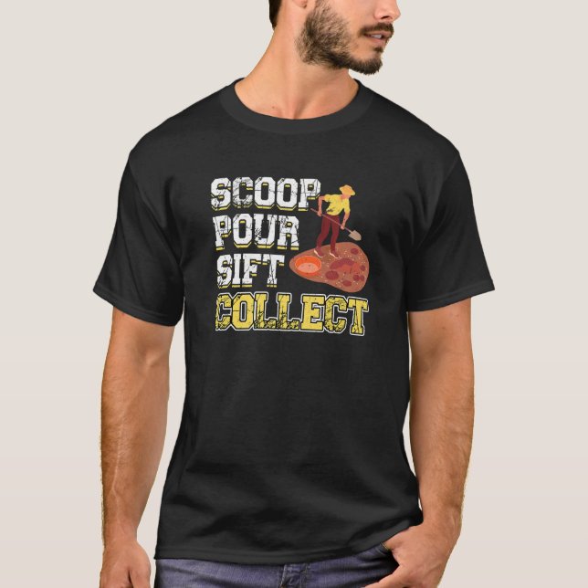 Camiseta Sift de Pó Scoop Coletar Panner Dourado (Frente)