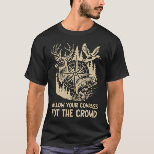 Camiseta Siga a Cota da Sua Bússola Caça na Natureza Citaçã