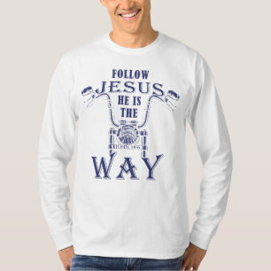 Camiseta Siga Jesus Ele é o caminho cristão da moto