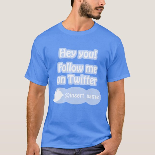 Camiseta Siga-me em artigos do Twitter (Frente)