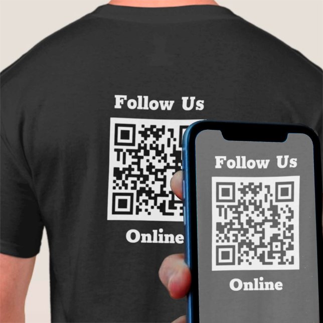 Camiseta Siga-nos a mensagem online com o código QR T-Shirt (Criador carregado)