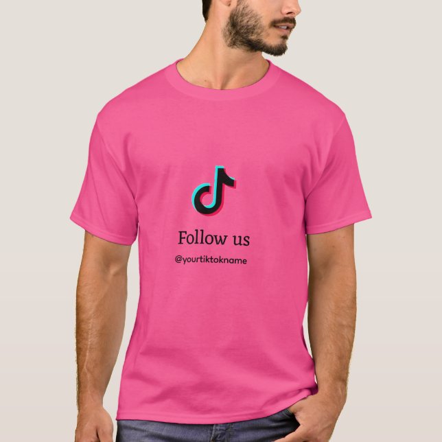 Camiseta siga-nos tiktok username social media add texto QR (Frente)