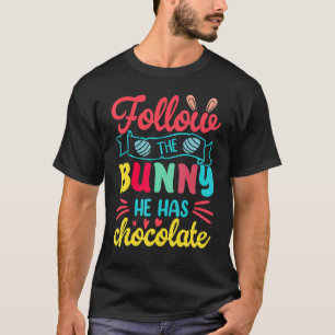 Camiseta Siga O Coelhinho Que Ele Tem Felz pascoa De Chocol